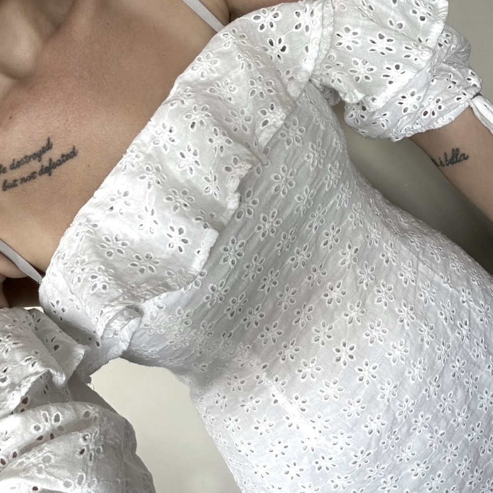 Revolve Cottage Core White Off The Shoulder Eyelet Dress